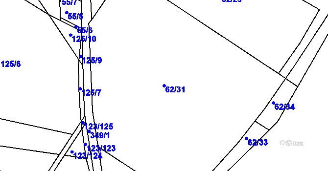 Parcela st. 62/31 v KÚ Sedlatice, Katastrální mapa