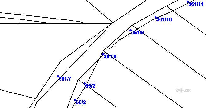 Parcela st. 361/8 v KÚ Sedlatice, Katastrální mapa