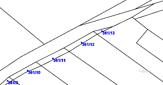 Parcela st. 361/12 v KÚ Sedlatice, Katastrální mapa