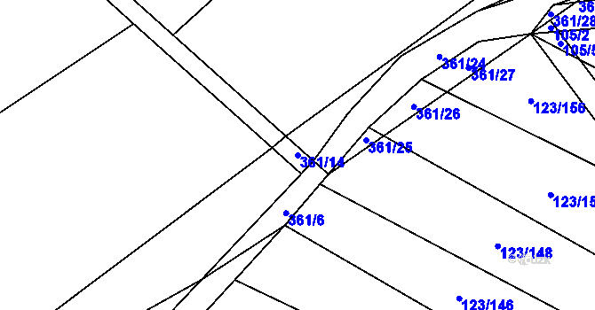 Parcela st. 361/14 v KÚ Sedlatice, Katastrální mapa