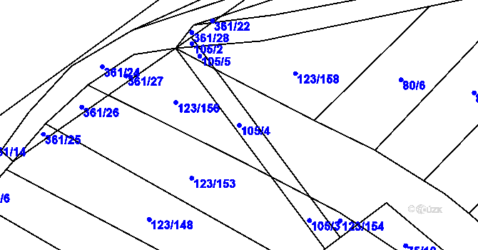 Parcela st. 105/4 v KÚ Sedlatice, Katastrální mapa