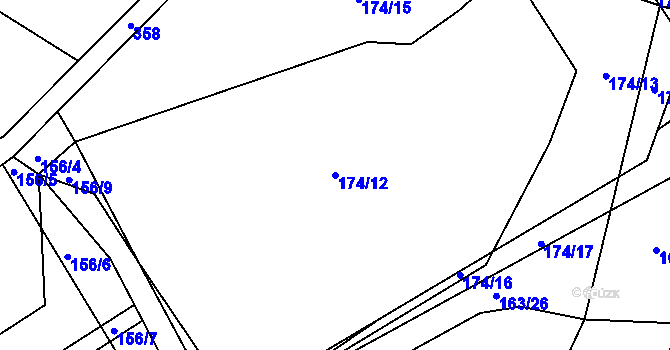 Parcela st. 174/12 v KÚ Sedlatice, Katastrální mapa