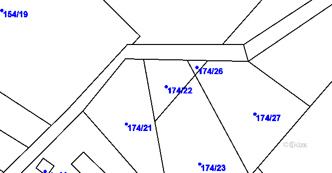 Parcela st. 174/22 v KÚ Sedlatice, Katastrální mapa