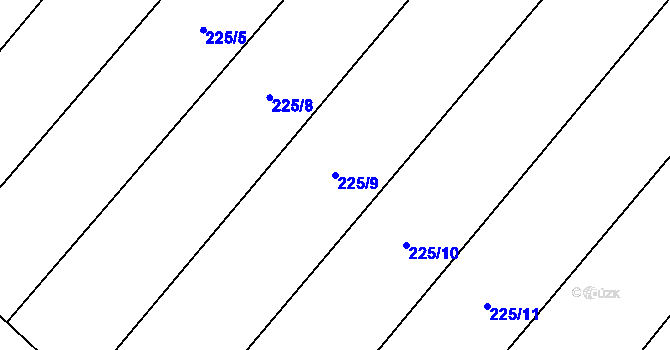 Parcela st. 225/9 v KÚ Sedlatice, Katastrální mapa