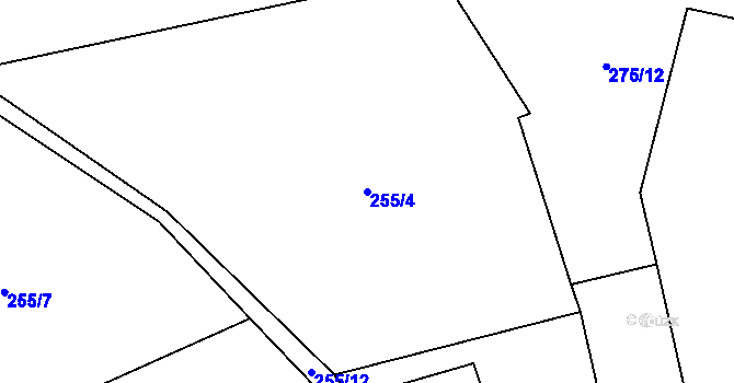 Parcela st. 255/4 v KÚ Sedlatice, Katastrální mapa