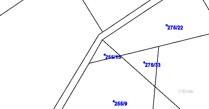 Parcela st. 255/15 v KÚ Sedlatice, Katastrální mapa
