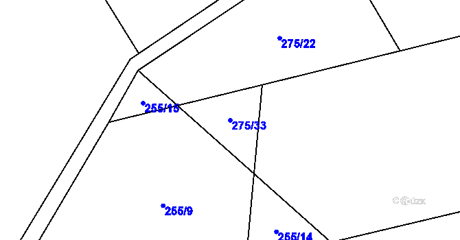 Parcela st. 275/33 v KÚ Sedlatice, Katastrální mapa