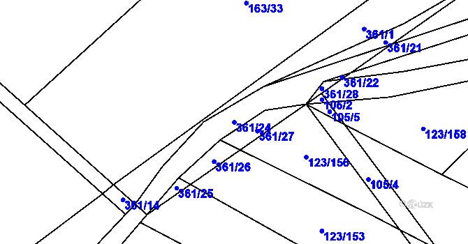 Parcela st. 361/24 v KÚ Sedlatice, Katastrální mapa