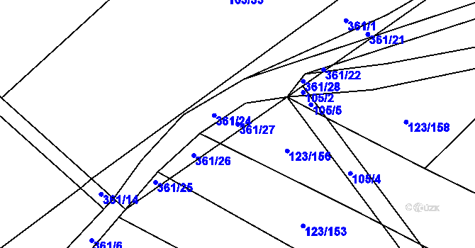 Parcela st. 361/27 v KÚ Sedlatice, Katastrální mapa