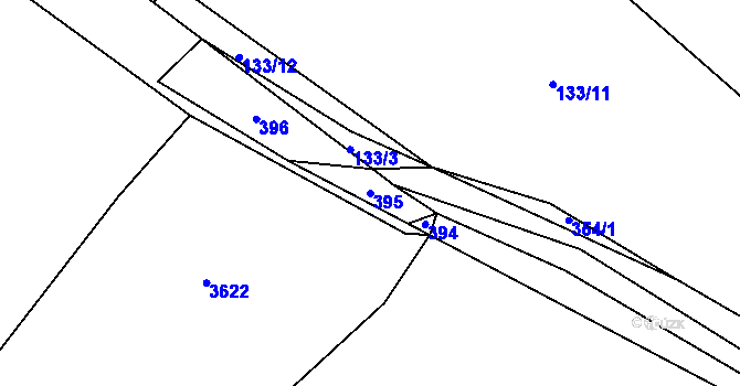 Parcela st. 395 v KÚ Sedlatice, Katastrální mapa