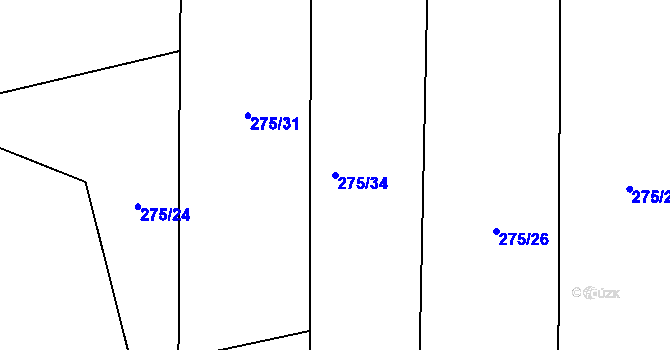 Parcela st. 275/34 v KÚ Sedlatice, Katastrální mapa