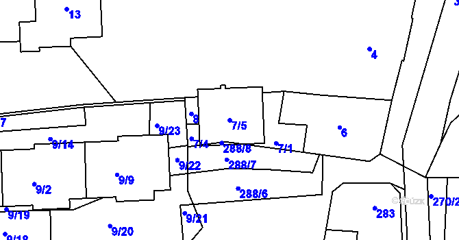 Parcela st. 7/5 v KÚ Sedlčany, Katastrální mapa