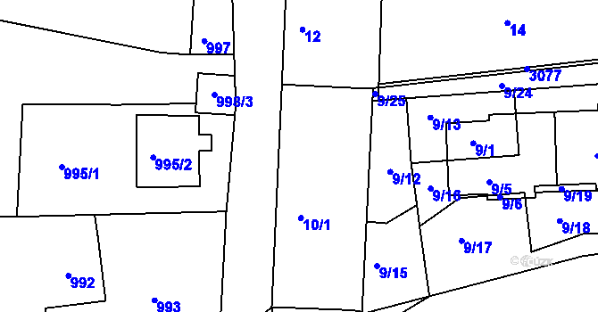 Parcela st. 10/1 v KÚ Sedlčany, Katastrální mapa