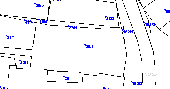 Parcela st. 30/1 v KÚ Sedlčany, Katastrální mapa