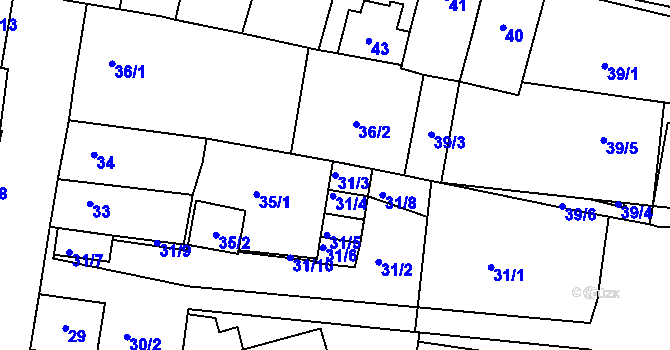 Parcela st. 31/3 v KÚ Sedlčany, Katastrální mapa
