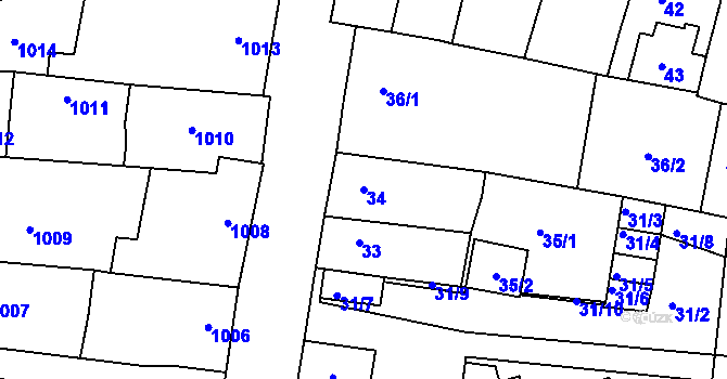 Parcela st. 34 v KÚ Sedlčany, Katastrální mapa