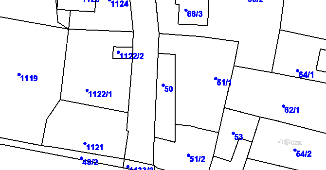 Parcela st. 50 v KÚ Sedlčany, Katastrální mapa