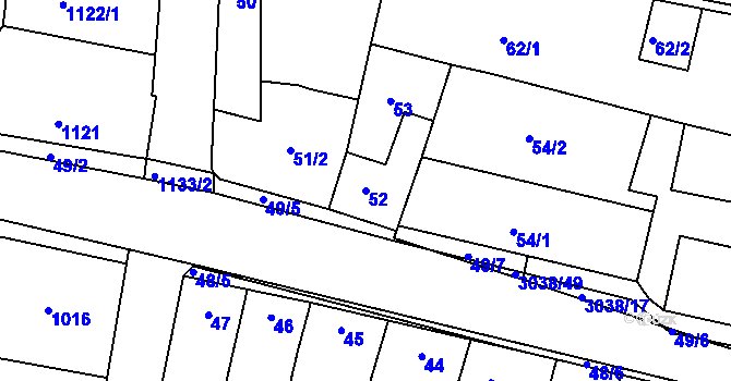 Parcela st. 52 v KÚ Sedlčany, Katastrální mapa