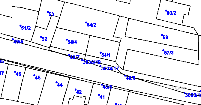 Parcela st. 54/1 v KÚ Sedlčany, Katastrální mapa
