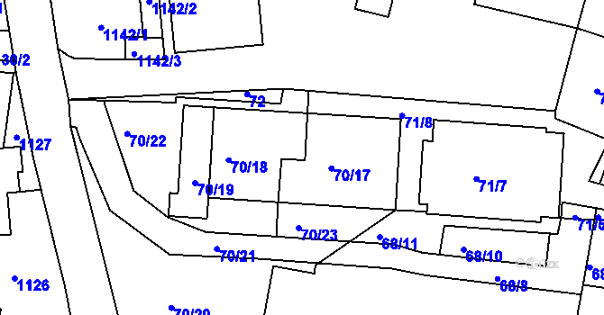 Parcela st. 70 v KÚ Sedlčany, Katastrální mapa