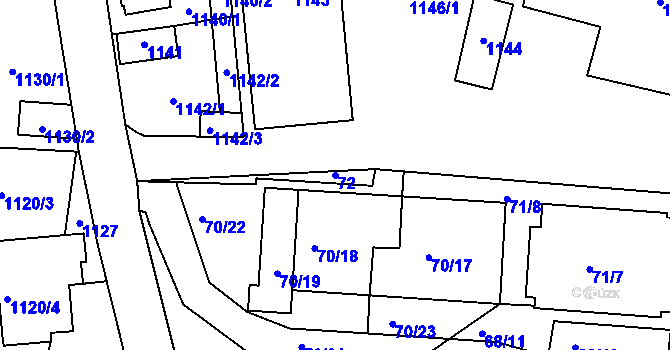 Parcela st. 72 v KÚ Sedlčany, Katastrální mapa