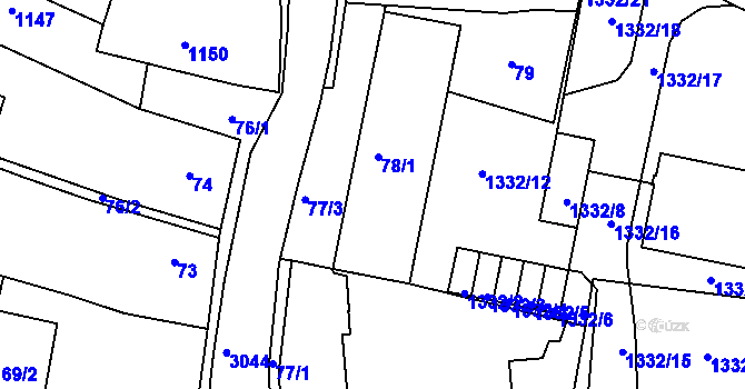 Parcela st. 78/2 v KÚ Sedlčany, Katastrální mapa