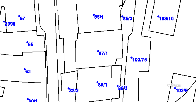 Parcela st. 87/1 v KÚ Sedlčany, Katastrální mapa
