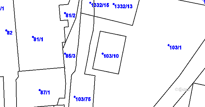 Parcela st. 103/10 v KÚ Sedlčany, Katastrální mapa