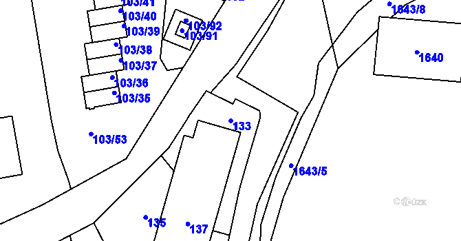 Parcela st. 133 v KÚ Sedlčany, Katastrální mapa