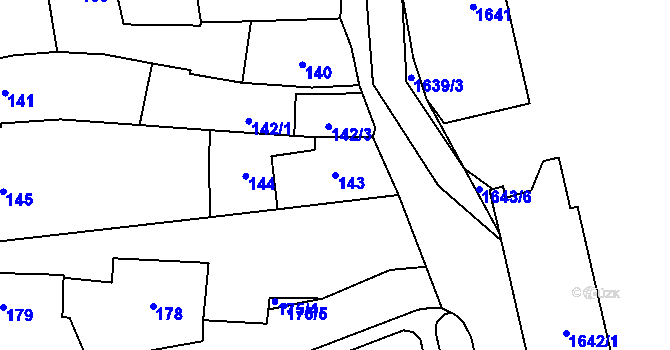 Parcela st. 143 v KÚ Sedlčany, Katastrální mapa