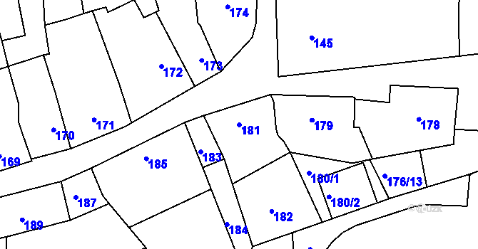 Parcela st. 181 v KÚ Sedlčany, Katastrální mapa