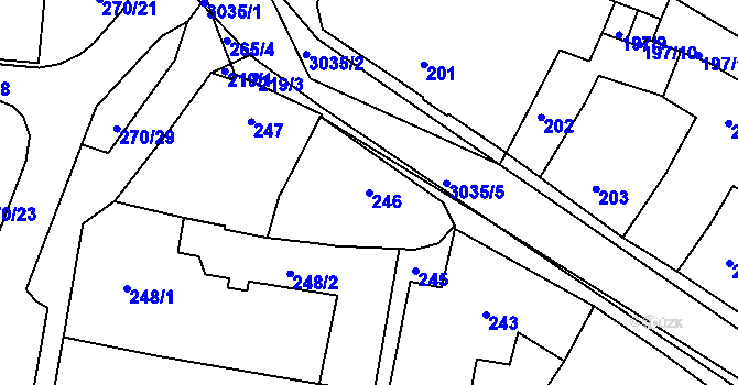 Parcela st. 246 v KÚ Sedlčany, Katastrální mapa
