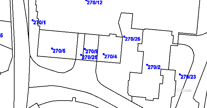 Parcela st. 270/4 v KÚ Sedlčany, Katastrální mapa