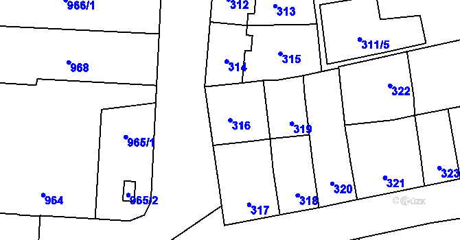 Parcela st. 316 v KÚ Sedlčany, Katastrální mapa