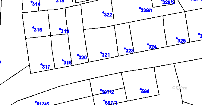 Parcela st. 321 v KÚ Sedlčany, Katastrální mapa
