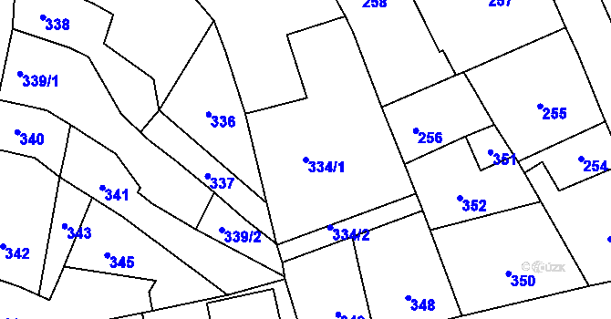 Parcela st. 334/1 v KÚ Sedlčany, Katastrální mapa