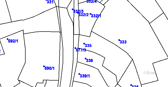 Parcela st. 335 v KÚ Sedlčany, Katastrální mapa