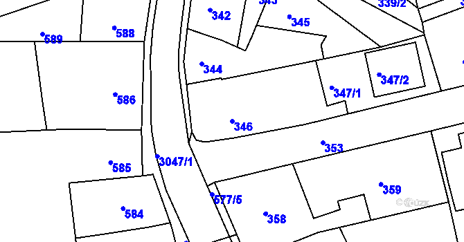 Parcela st. 346 v KÚ Sedlčany, Katastrální mapa