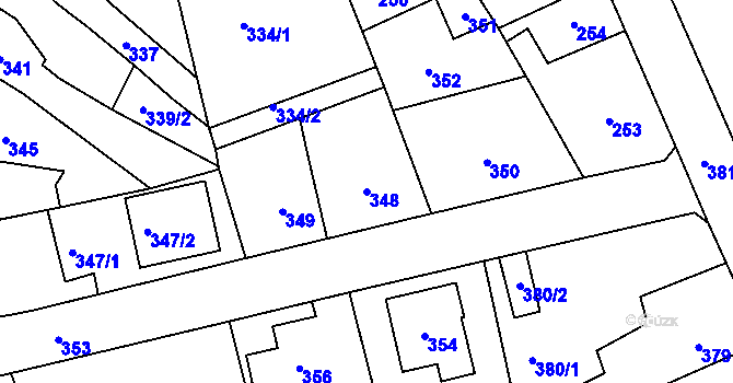 Parcela st. 348 v KÚ Sedlčany, Katastrální mapa