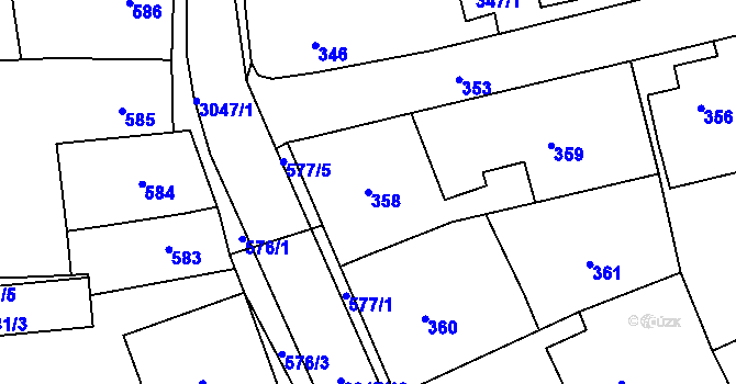 Parcela st. 358 v KÚ Sedlčany, Katastrální mapa