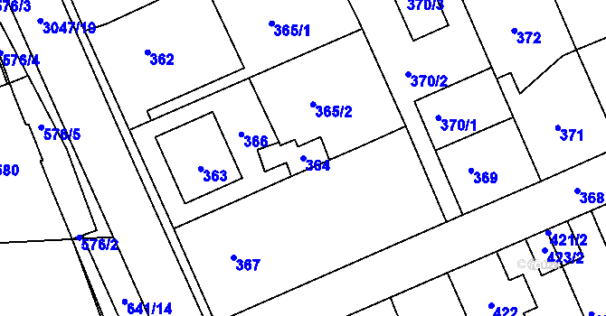 Parcela st. 364 v KÚ Sedlčany, Katastrální mapa