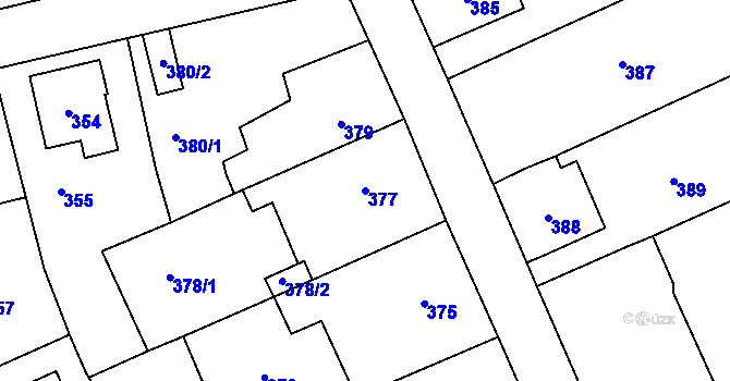 Parcela st. 377 v KÚ Sedlčany, Katastrální mapa