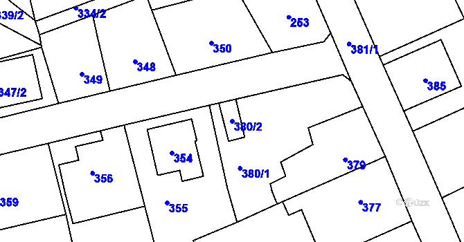 Parcela st. 380/2 v KÚ Sedlčany, Katastrální mapa