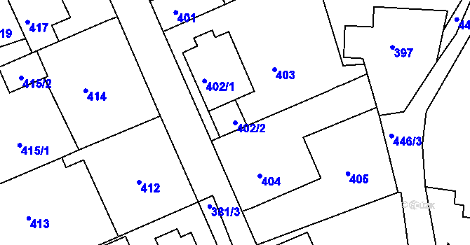 Parcela st. 402/2 v KÚ Sedlčany, Katastrální mapa