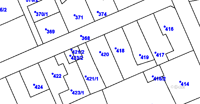 Parcela st. 420 v KÚ Sedlčany, Katastrální mapa