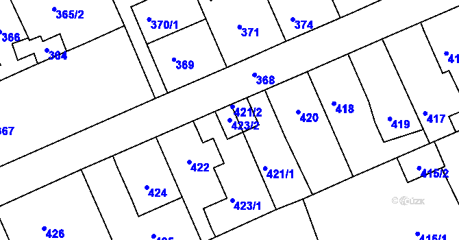 Parcela st. 423/2 v KÚ Sedlčany, Katastrální mapa