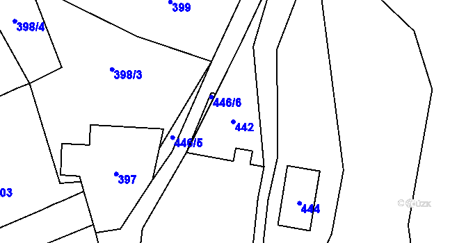 Parcela st. 442 v KÚ Sedlčany, Katastrální mapa