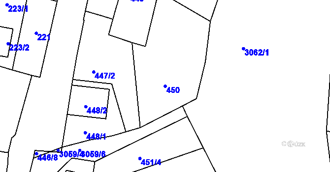 Parcela st. 450 v KÚ Sedlčany, Katastrální mapa
