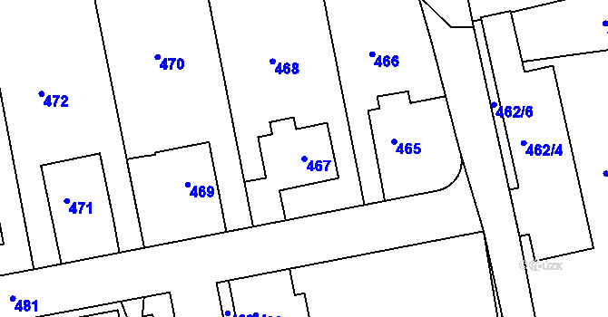 Parcela st. 467 v KÚ Sedlčany, Katastrální mapa
