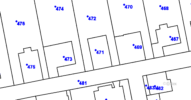 Parcela st. 471 v KÚ Sedlčany, Katastrální mapa